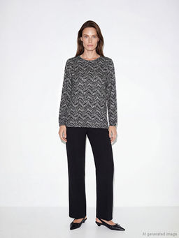 Bisiklet Yaka Desenli Bluz