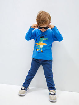 Bisiklet Yaka Bask?l? Uzun Kollu Erkek Bebek Ti??rt - Waikiki фото 2