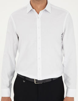 Beyaz Oxford Slim Fit Uzun Kollu G_mlek