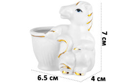 Вазочка для зубочисток 6,5*4*7 см Лошадь белая с золотом, фарфор - Elan gallery фото 2