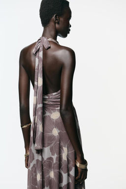 CUT-OUT PRINTED TULLE LONG DRESS - Zara фото 5