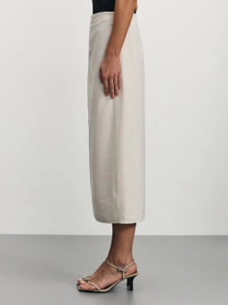 Юбка миди с разрезом и пряжкой из вискозы / Zarina  фото 4