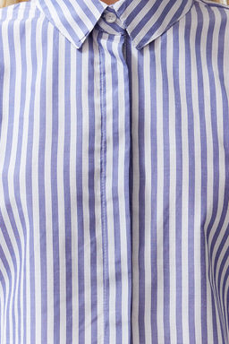 TRENDYOLMILLA Cizgili Crop Dokuma S?rt Dekolteli Keten Gorunumlu Plaj Gomlegi TBESS24GO00012  фото 11