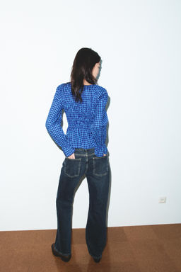 GINGHAM SHIRT WITH ELASTICATED DETAIL - Zara фото 3