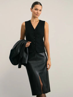 Юбка миди из искусственной кожи / Zarina