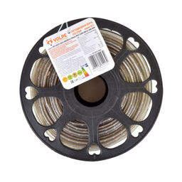 ULS-Q325 2835-60LED/m-10mm-IP67-220V-6W/m-50M-WW Светодиодная гибкая герметичная лента Volpe. В ПВХ трубке. Упаковка - бобина 50 м. IP67. Угол излучения 120. Кратность резки 1 м. Теплый белый свет.