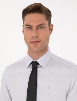 Gri %100 Pamuk Slim Fit Uzun Kollu Basic G_mlek