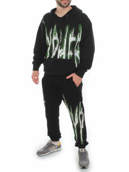 2627/7350 BLACK/GREEN Костюм спортивный мужской (75% хлопок, 20% полиэстер, 5% спандекс)
