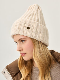 Шапка жен. пух енот+шерсть+виск LB-N88067 cream