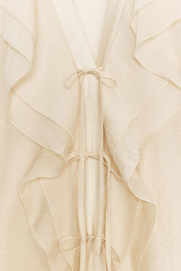 RUFFLED BLOUSE WITH TIES - Zara фото 8