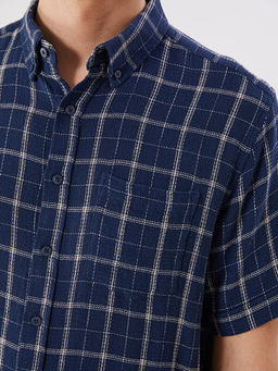 Regular Fit K?sa Kollu Ekose Poplin Erkek G?mlek