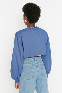 TRENDYOLMILLA Antrasit Asimetrik Super Crop Bisiklet Yaka Ince Orme Sweatshirt TWOAW23SW00531  фото 5