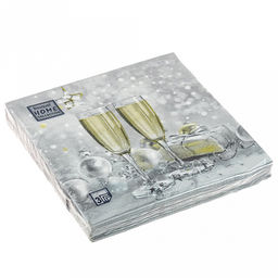 Салфетки бумажные "Bouquet Home Collection Classic" 33х33см, 3-х слойные, 20 штук в упаковке, 100% целлюлоза, "Брызги шампанского" (Россия)