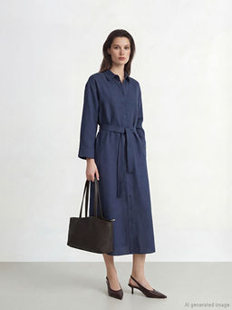 Ku?akl? Keten Kar???ml? G?mlek Elbise