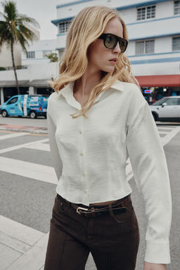 FITTED WAIST SATIN SHIRT - Zara фото 12