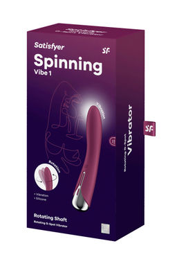 Вибратор для точки G с ротацией Satisfyer Spinning Vibe 1, силикон, бордовый, 17,8 см