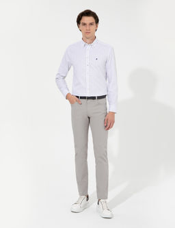A__k Gri Slim Fit Kanvas Pantolon