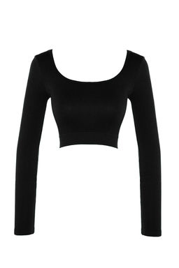 Siyah Seamless/Dikissiz Crop Ekstra Esnek Orme Spor Ust/Bluz TWOAW22BZ0450