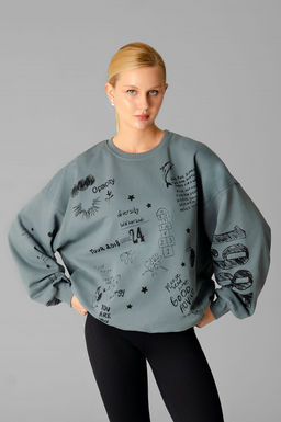 Арт. 15132/1 Свитшот женский оверсайз  46-52  (4 шт) Цвет:темно-серый