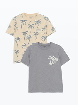 Bisiklet Yaka Uzun Kollu Bask?l? Erkek ?ocuk Ti??rt 2li