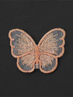Аппликация для одежды «Бабочка», текстильная, с голографической нитью, 5.5×4 см, 10 шт., розово-бежевая