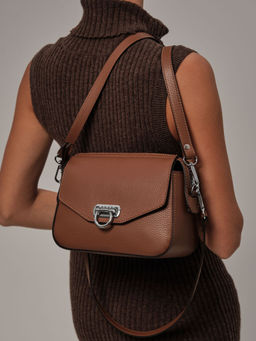 Сумка кожаная через плечо Azaro 3684 темный орех