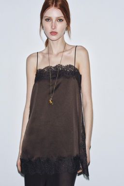 ZW COLLECTION SATIN LACE TOP - Zara фото 11