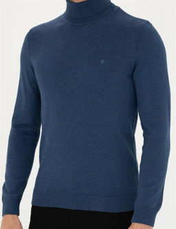 _ndigo Melanj Slim Fit Bal_k__ Yaka Basic Triko Kazak - Pierre cardin фото 6