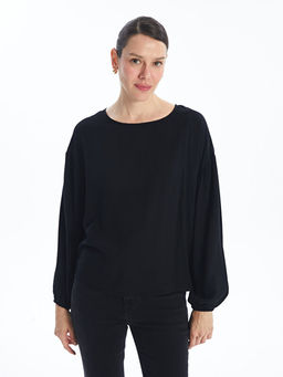 Bisiklet Yaka D?z Uzun Kollu Kad?n Bluz