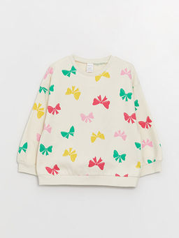 Bisiklet Yaka Bask?l? K?z Bebek Sweatshirt
