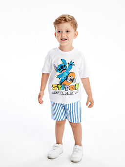 Bisiklet Yaka Stitch Bask?l? K?sa Kollu Erkek Bebek Ti??rt - Waikiki фото 4