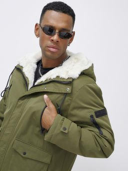 Парка мужская зимняя удлиненная с мехом цвета хаки 8761Kh - Mtforce фото 10