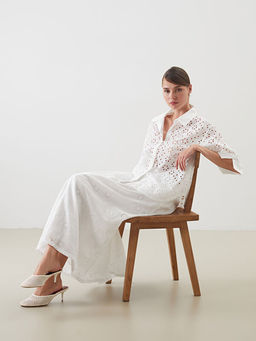 Beli Lastikli Kendinden Desenli Brode Etek