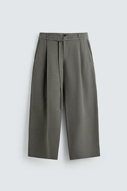 PANTAL?N BALLOON FIT PLIEGUES CINTUR?N / Verde gris - Zara фото 6