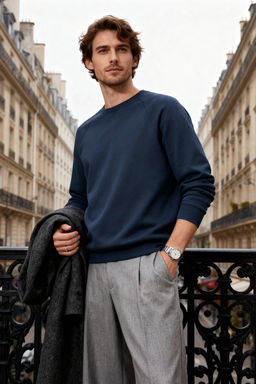 Lacivert Oversize/Genis Kesim Ici Polar/S?cak Tutan Reglan Kol Sweatshirt TMNAW23SW00190