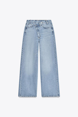 HIGH-WAIST TRF WIDE-LEG CROSSOVER WAIST JEANS - Zara фото 7