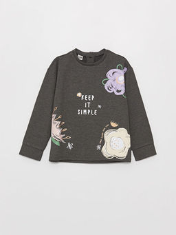Bisiklet Yaka Bask?l? Uzun Kollu K?z ?ocuk Sweatshirt ve Tayt - Waikiki фото 2