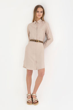 Женское тканое платье песочного цвета - U.s. polo assn фото 10