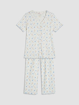 V Yaka Bask?l? Hamile Pijama Tak?m?