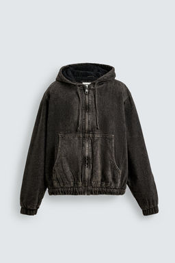 DENIM JACKET WITH FAUX SHEARLING HOODIE - Zara фото 7