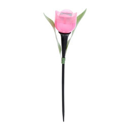 Цена за 2 шт. Садовый светильник «Тюльпан розовый», уличный, на солнечной батарее, 5×29×5 см, 1 LED, свечение белое