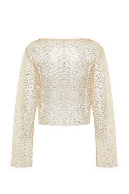 Bej Crop Astars?z Par?lt?l? Payetli Orme File Bluz TPRSS24BZ00009 - Trendyolmilla фото 8