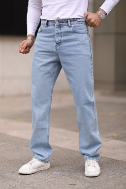 TRENDYOL MAN Ac?k Mavi %100 Pamuk Baggy Fit Jeans Bol Kot Pantolon TMNAW24JE00027 - Trendyolmilla фото 2