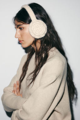 FLORAL CROCHET KNIT EAR MUFFS