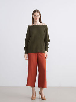 Kay?k Yaka Oversize Kad?n Triko Kazak