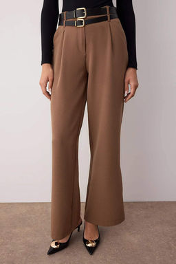 Vizon Cift Kemer Detayl? Wide Leg/Genis Paca Pantolon TWOAW26PL00013 - Trendyolmilla фото 7