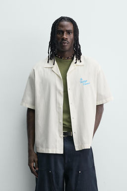 CAMISA RELAXED FIT LYOCELL - ALGOD?N ESTAMPADOS / Blanco roto - Zara фото 2