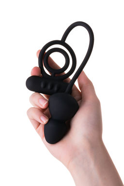 Анальная пробка Erotist Ruffle с дополнительной стимуляцией, силикон, черная, M