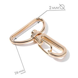 Карабин металлический, 39 30 мм / 26 2 мм, 10 шт, цвет золотой - Арт узор фото 2