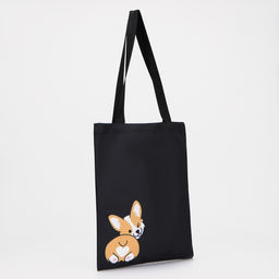 Сумка-шопер Корги, без молнии, без подкладки, цвет чёрный - Nazamok фото 4